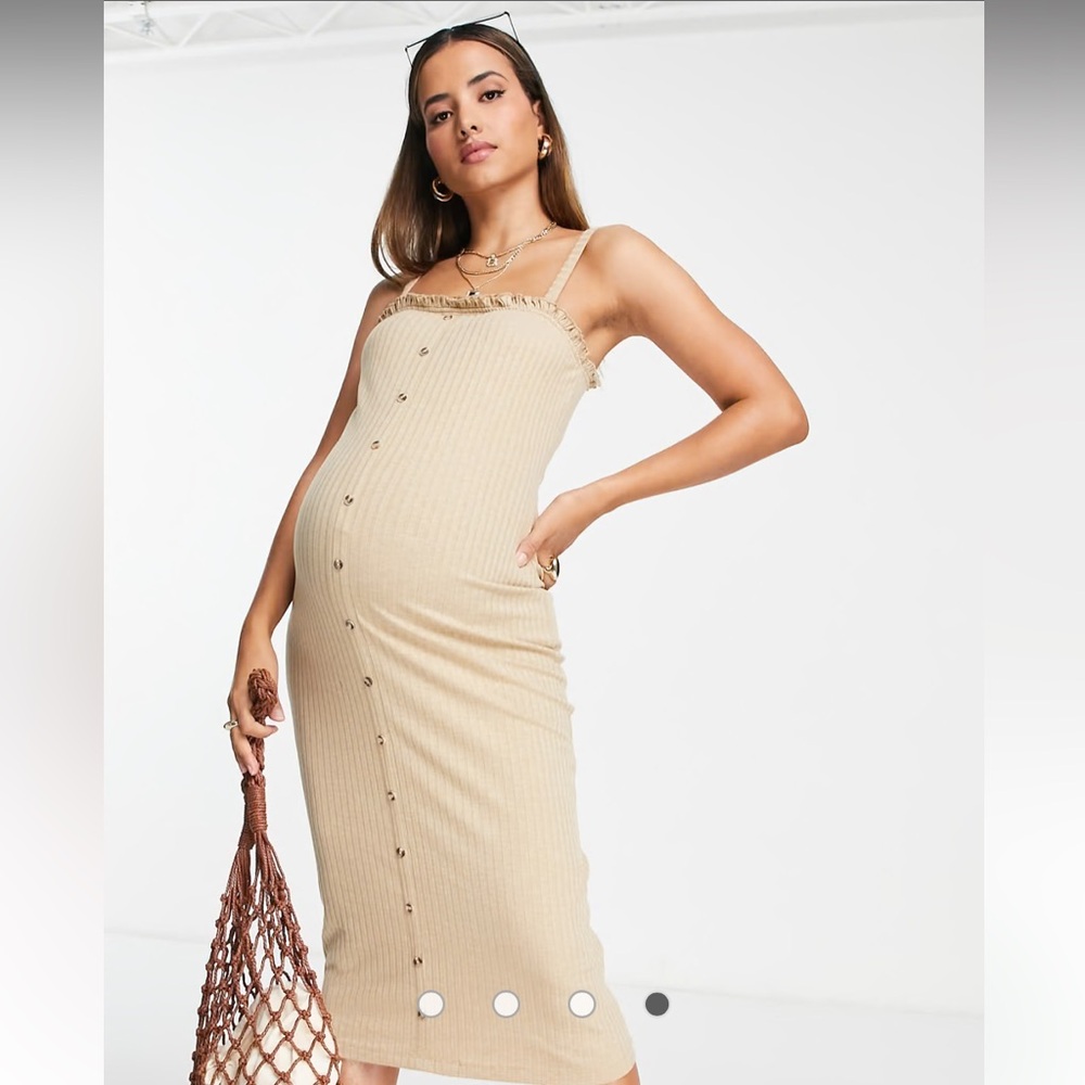 ASOS maternity nude ribbed midi dress Size 8